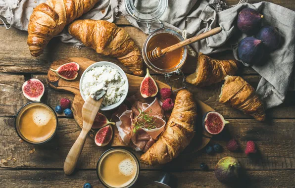 Coffee, food, Breakfast, cheese, bacon, croissants, figs, Natasha Breen