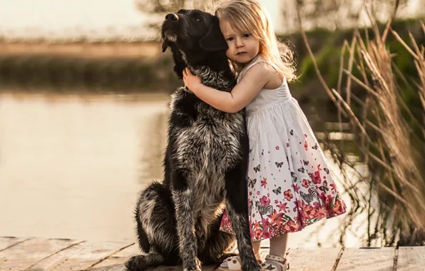 Picture each, dog, girl, dog