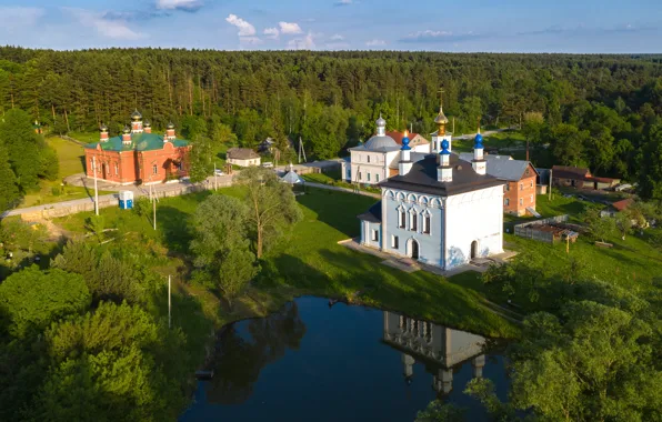 Landscape, the city, pond, Church, forest, the monastery, Ilya Garbuzov, Belev