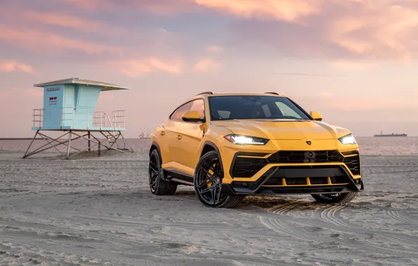 Beach, sunset, the evening, Lamborghini, Vorsteiner, crossover, Urus, 2019