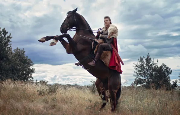 Sword, Horse, Warrior, Cloak, Mail, Svetlana Fedorova, The captain of the female national team of …