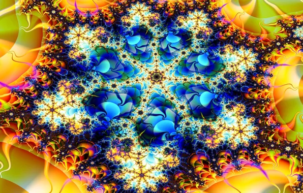 Wallpaper the volume, pattern, fractal, flowers