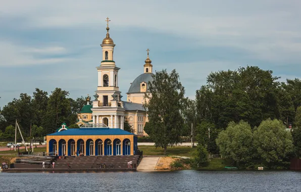 Picture the sky, nature, river, Church, Russia, Vladimir Vasiliev