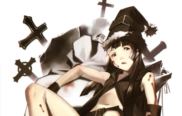Crosses, blood, witch, art, wounds, witch, witch hat, black magic
