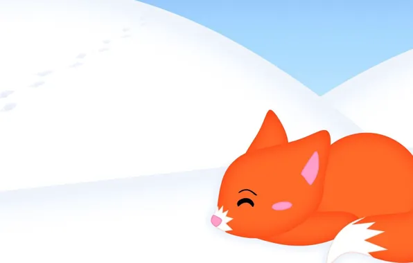 Winter, snow, cute, minimalism, Fox, Fox, fox, winter