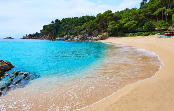 Picture sea, greens, beach, summer, coast, Spain, Spain, Platja de Treumal