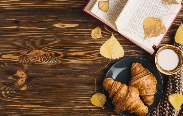 Autumn, leaves, colorful, Cup, book, wood, background, autumn