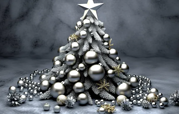 Picture balls, tree, New Year, Christmas, silver, new year, happy, Christmas