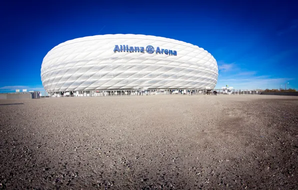 White, Munich, Asphalt, Football, Stadium, Allianz Arena
