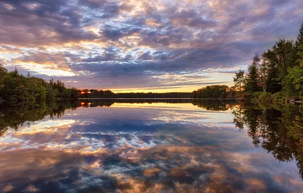 Landscape, sunset, lake