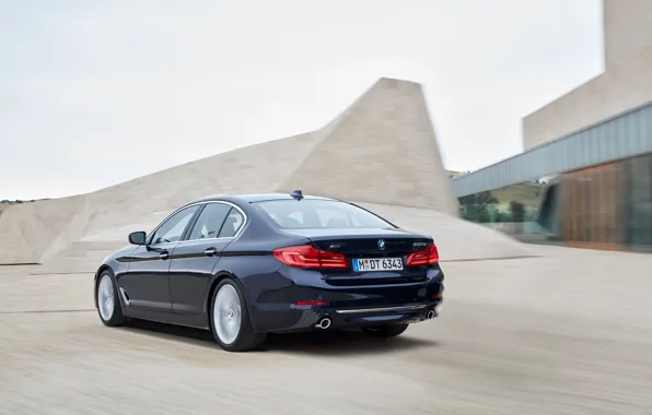 Picture BMW, back, architecture, sedan, side view, xDrive, 530d, Luxury Line
