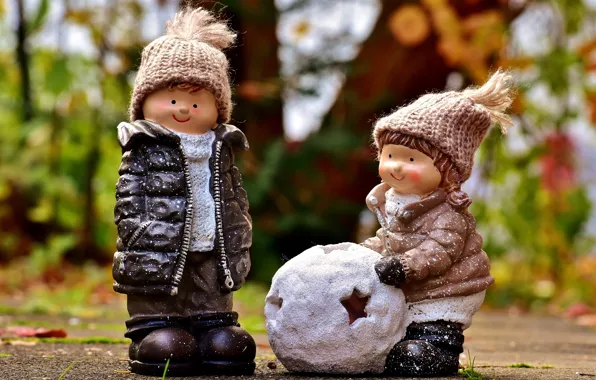 Picture winter, autumn, snow, nature, children, Park, hat, the game