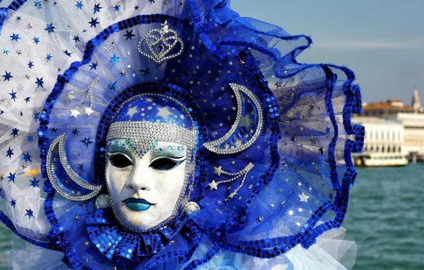 Stars, a month, mask, carnival, carnival mask