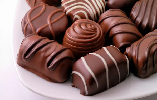 Picture chocolate, plate, candy, sweets, chocolate, candy, milk