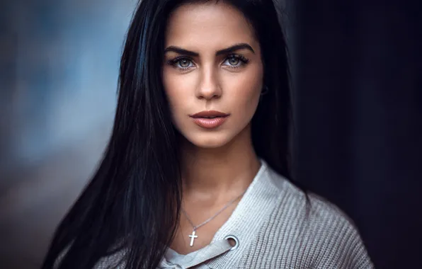 Portrait, brunette, beauty, bokeh, Marlen Alvarez Valderrama, Anatoly Oskin