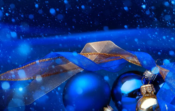 Winter, snow, blue, tape, balls, New year, New Year