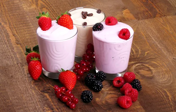 Berries, raspberry, coffee, milk, strawberry, currants, BlackBerry, strawberry