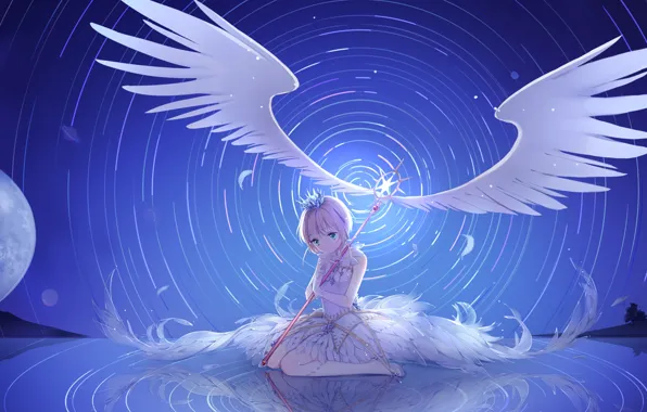 Girl, space, wings, Card Captor Sakura, Sakura - collector cards