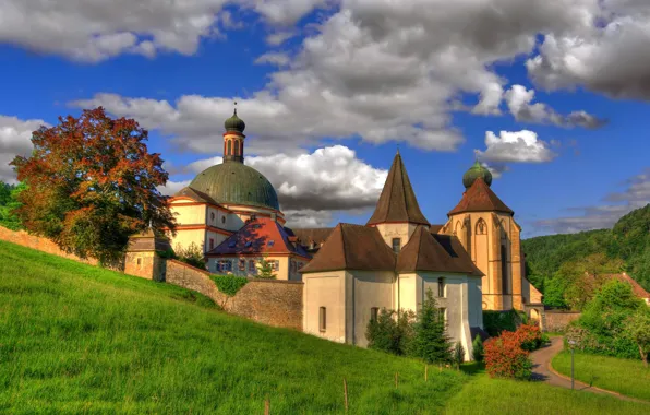 Clouds, Germany, architecture, the monastery, Germany, Baden-Württemberg, Baden-Württemberg, Abbey