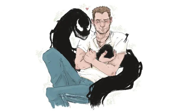 Love, smile, background, minimalism, art, closed eyes, Venom, Venom