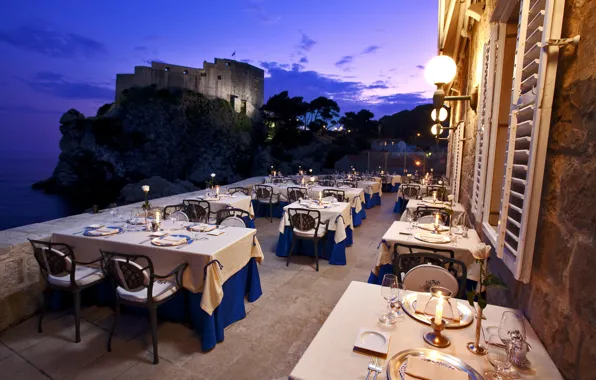 Evening, Dubrovnik, restaurant Nautika