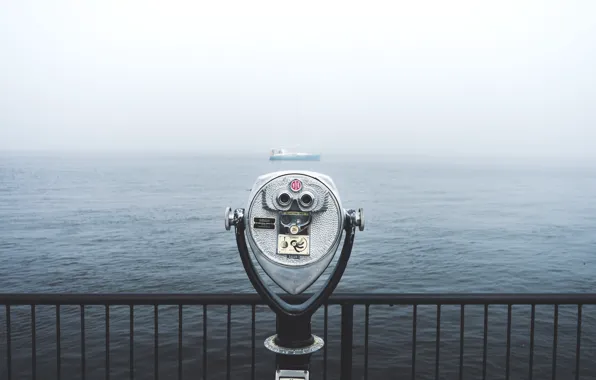 Water, Sea, Fog, Yacht, by AllJos, Viewing Binoculars, AllJos