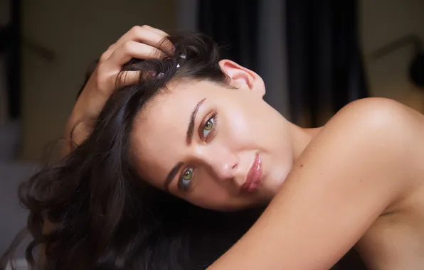 Model, awesome, brunette, gorgeous, photoshoot, posing, beautiful face, tanned babe
