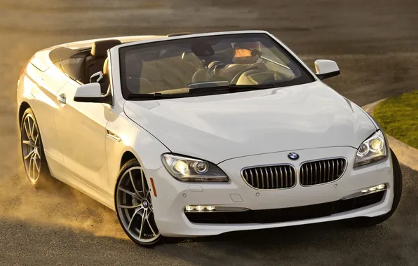 Picture white, bmw, BMW, dust, turn, convertible, cabrio, six