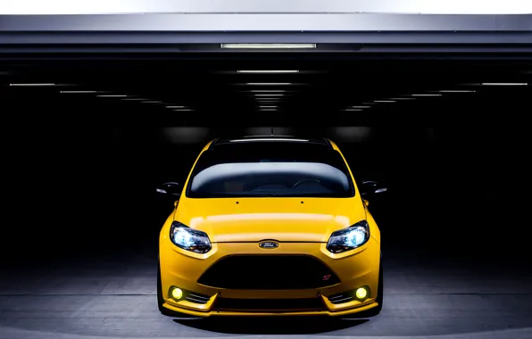 Picture focus, front, yellow, Parking, Ford, Focus, Ford