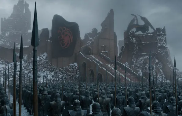 Soldier, army, dragon, battle, Game of Thrones, House Targaryen