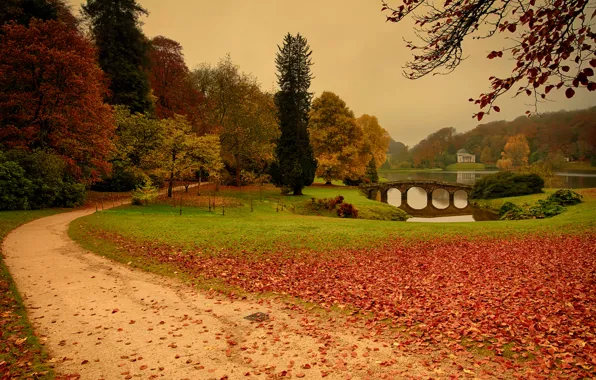 Picture autumn, leaves, trees, Stourhead, Lies Thru a Lens