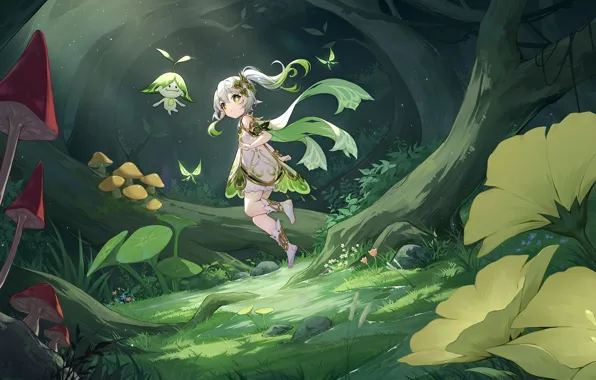 Wallpaper forest, butterfly, fantasy, girl, the spirit of the forest ...