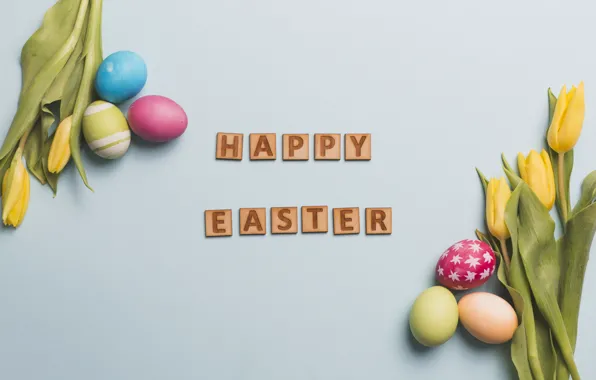 Flowers, Tulips, Easter, Eggs, Holiday