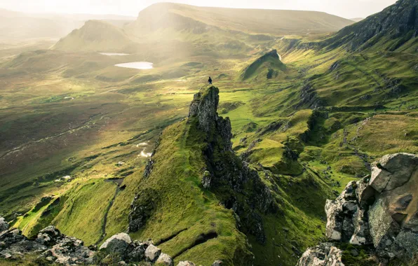 Picture greens, hills, Skye, The Quiraing