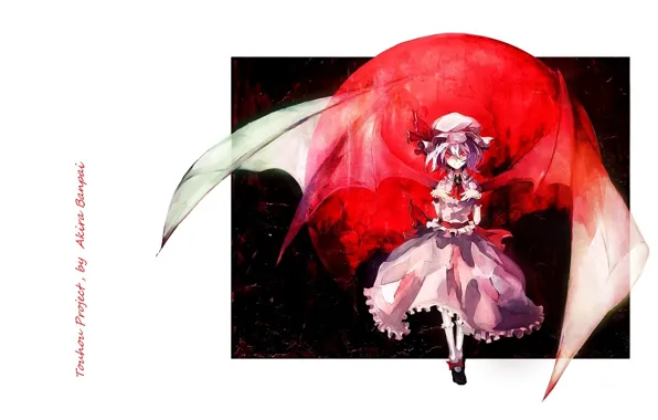 Picture darkness, bat, red eyes, art, vampire, Touhou Project, Remilia Scarlet, blood Moon