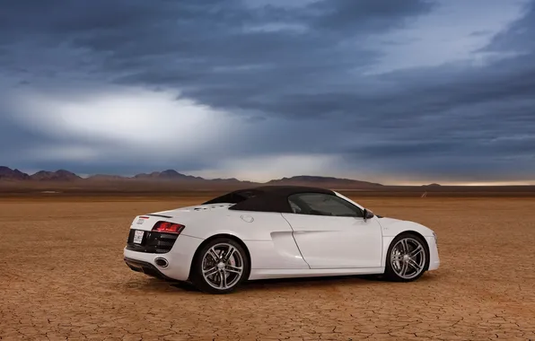 Picture car, machine, the sky, desert, sky, desert, 2012 Audi R8 GT Spyder, 3000x1895