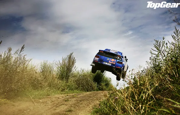 Picture road, the sky, Volkswagen, jeep, SUV, Top Gear, flight, rear view