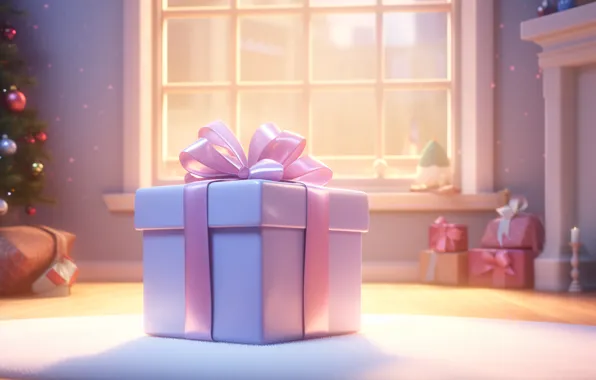 Gift, Christmas, New year, bow, gift box, AI art, neural network
