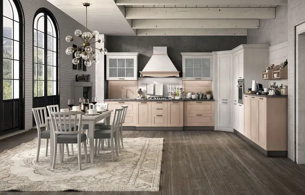 Style, Villa, interior, Italy, kitchen, dining room, dining area, Italian design