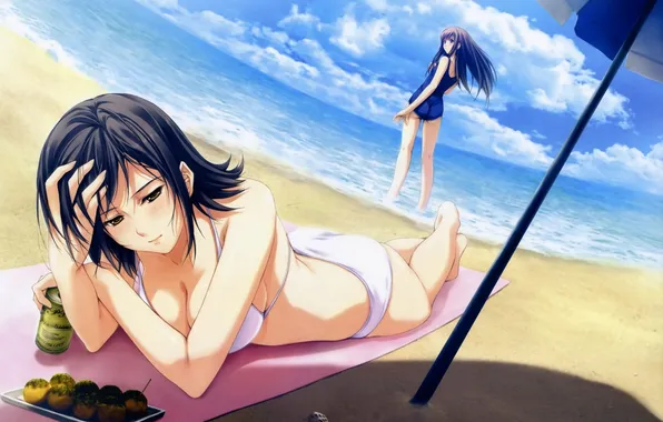 Sea, beach, girl, heat