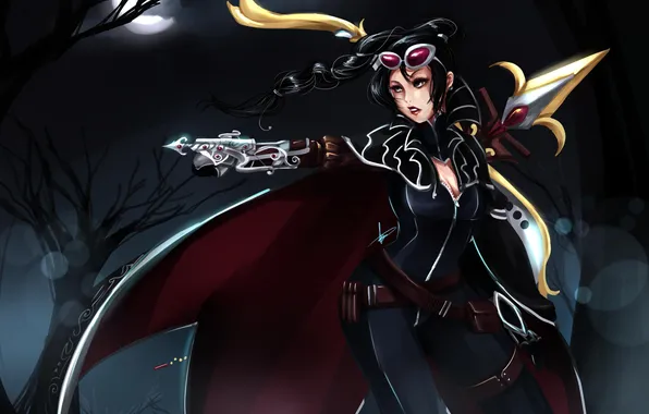 Picture girl, the game, art, glasses, League of Legends, crossbow, LoL, Vayne
