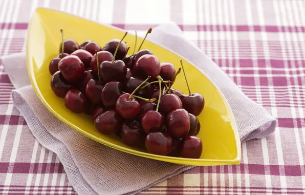 Berries, cherry, napkin, plate