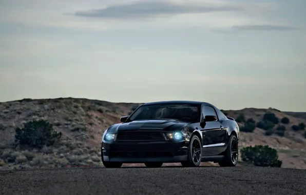 The sky, black, Mustang, Ford, Mustang, muscle car, black, Ford