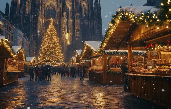 Light, lights, people, street, tile, the crowd, the evening, area