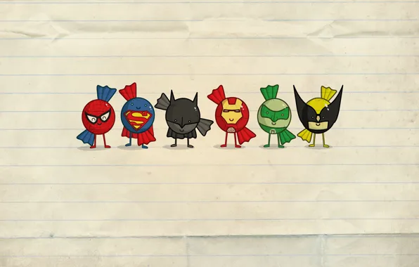 Picture paper, minimalism, characters, superheroes