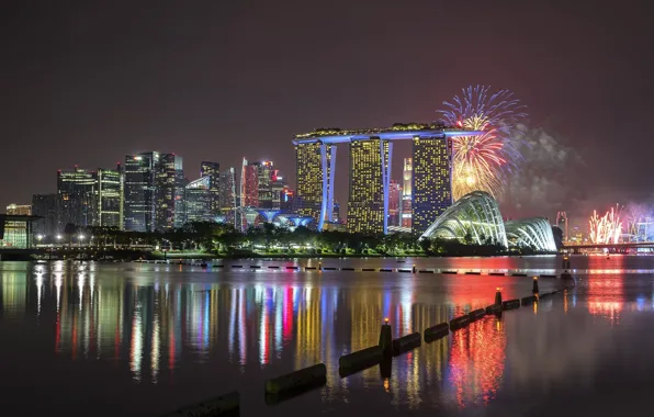 The city, salute, panorama, Singapore