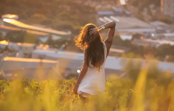 Girl, the city, pose, hair, back, Igor Egorov