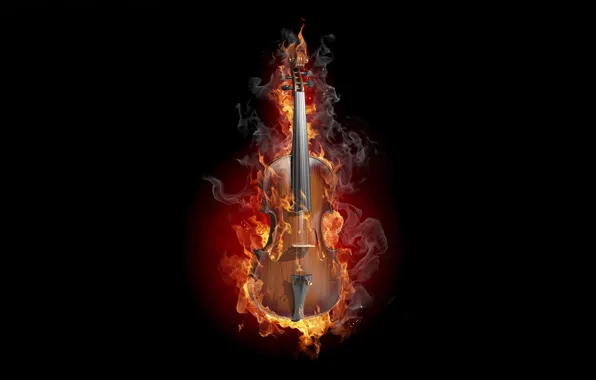 Picture creative, fire, violin, smoke