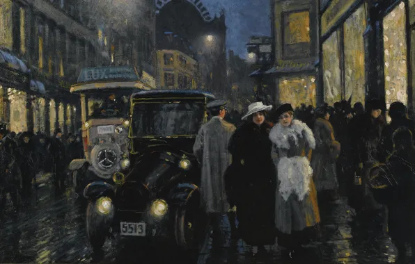 Danish painter, Danish painter, Paul Gustav Fischer, Paul Gustav Fischer, Evening walk along the Boulevard, …