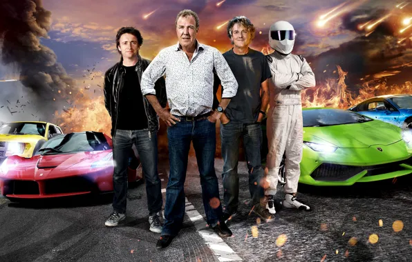 Picture Jeremy Clarkson, Top Gear, Stig, Supercars, Richard Hammond, James May, Ferrari LaFerrari, BMW i8